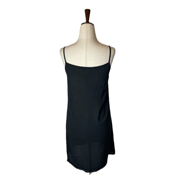 Comptoir Des Cotonniers Black Scoop Neck Mini Slip‎ Dress Size 4 - Picture 4 of 8